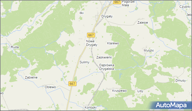 mapa Zaskwierki, Zaskwierki na mapie Targeo