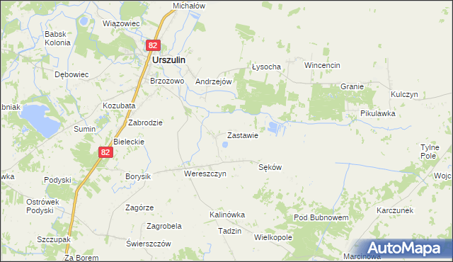 mapa Zastawie gmina Urszulin, Zastawie gmina Urszulin na mapie Targeo