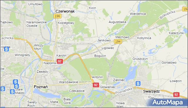 mapa Bogucin gmina Swarzędz, Bogucin gmina Swarzędz na mapie Targeo