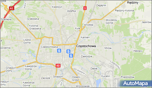 mapa Częstochowy, Częstochowa na mapie Targeo
