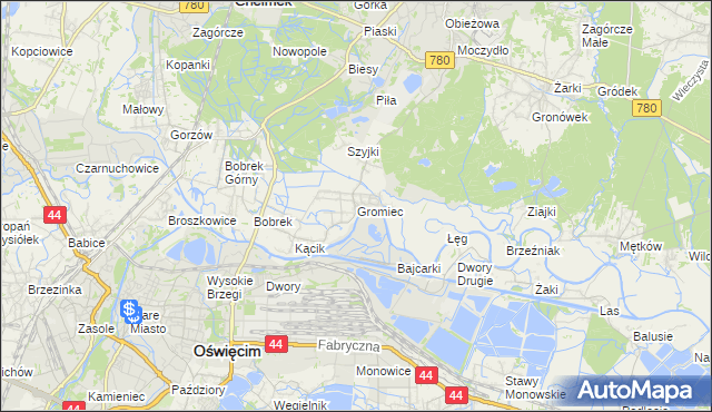 mapa Gromiec, Gromiec na mapie Targeo