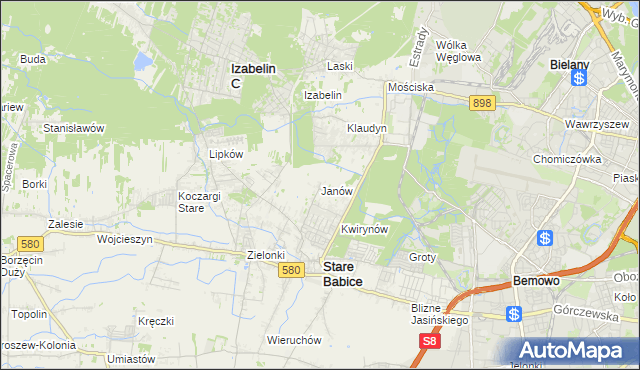 mapa Janów gmina Stare Babice, Janów gmina Stare Babice na mapie Targeo