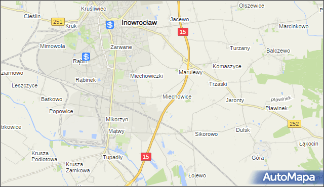 mapa Miechowice gmina Inowrocław, Miechowice gmina Inowrocław na mapie Targeo