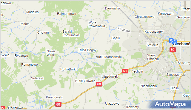 mapa Rutki-Marszewice, Rutki-Marszewice na mapie Targeo