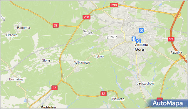 mapa Rybno gmina Świdnica, Rybno gmina Świdnica na mapie Targeo