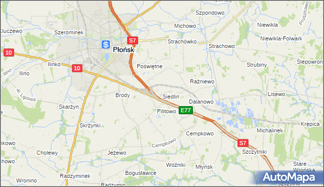 mapa Siedlin, Siedlin na mapie Targeo