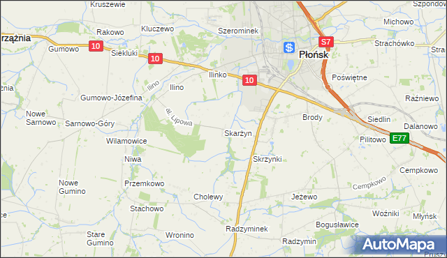 mapa Skarżyn gmina Płońsk, Skarżyn gmina Płońsk na mapie Targeo