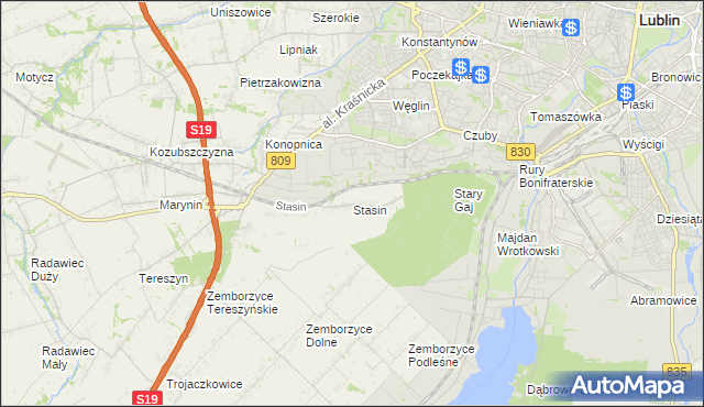 mapa Stasin gmina Konopnica, Stasin gmina Konopnica na mapie Targeo