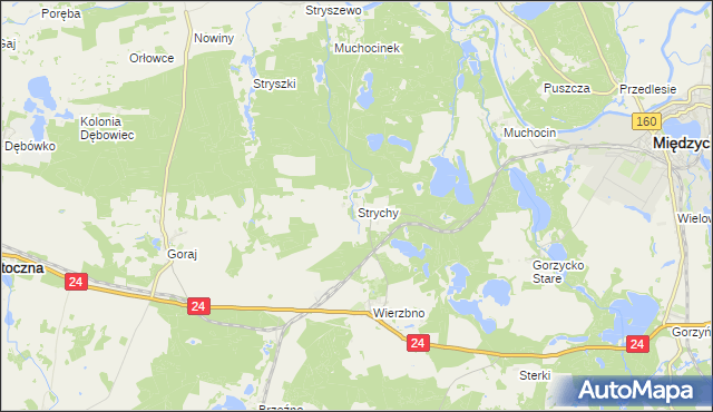 mapa Strychy, Strychy na mapie Targeo