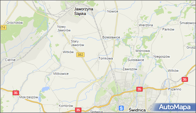 mapa Tomkowa, Tomkowa na mapie Targeo
