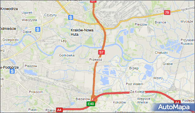 mapa Ulica gmina Kraków, Ulica gmina Kraków na mapie Targeo