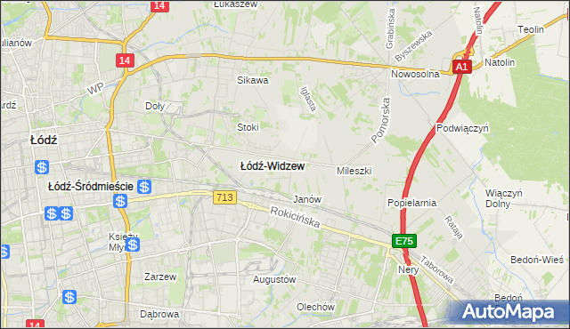 mapa Widzew, Widzew na mapie Targeo
