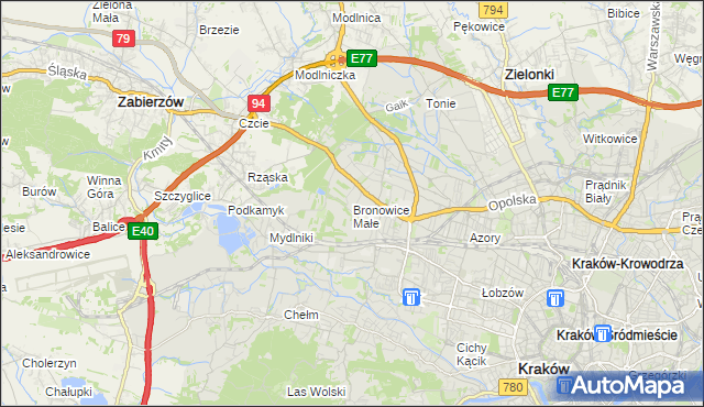mapa Bronowice Małe, Bronowice Małe na mapie Targeo