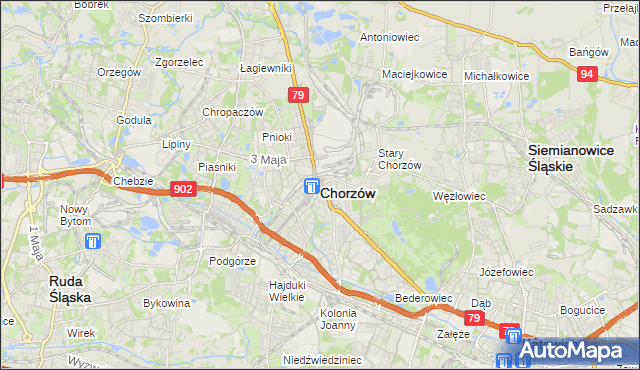 mapa Chorzów, Chorzów na mapie Targeo