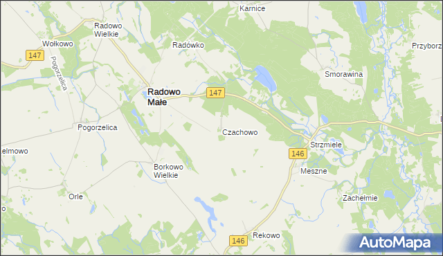 mapa Czachowo gmina Radowo Małe, Czachowo gmina Radowo Małe na mapie Targeo