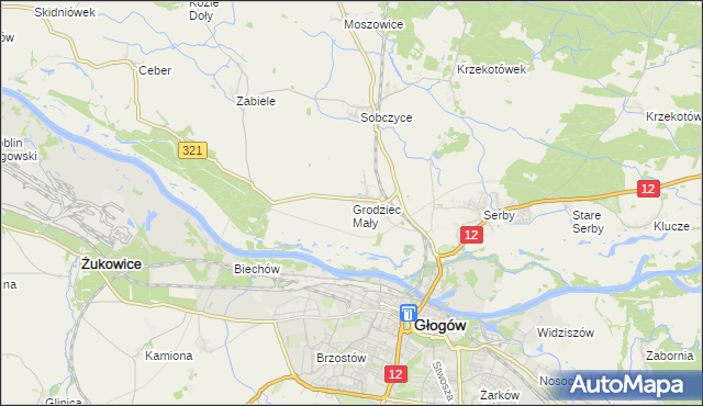 mapa Grodziec Mały, Grodziec Mały na mapie Targeo