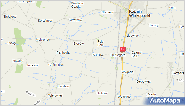 mapa Kaniew, Kaniew na mapie Targeo
