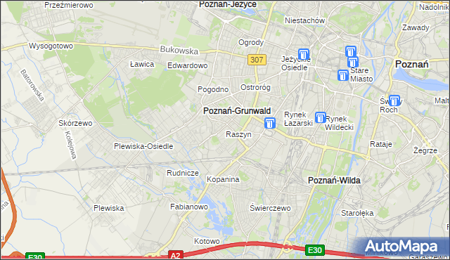 mapa Raszyn gmina Poznań, Raszyn gmina Poznań na mapie Targeo
