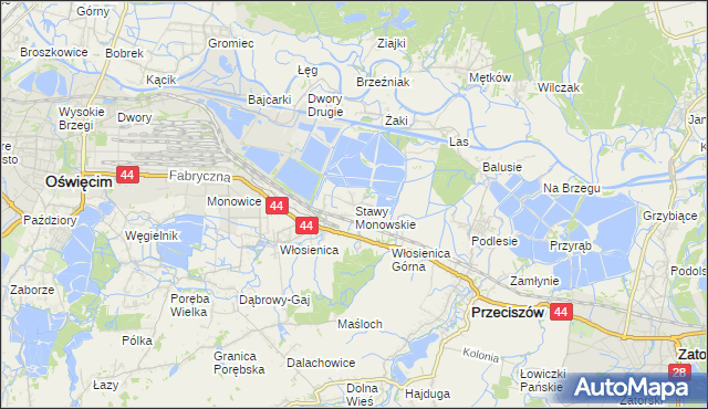 mapa Stawy Monowskie, Stawy Monowskie na mapie Targeo