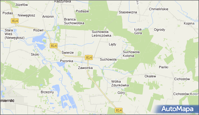 mapa Suchowola gmina Wohyń, Suchowola gmina Wohyń na mapie Targeo