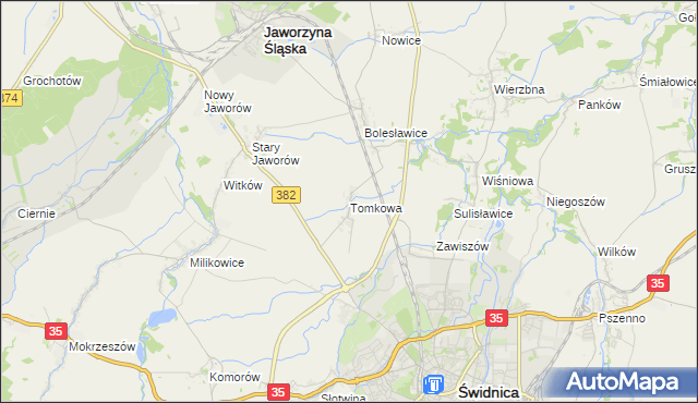 mapa Tomkowa, Tomkowa na mapie Targeo