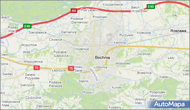 mapa Bochni, Bochnia na mapie Targeo