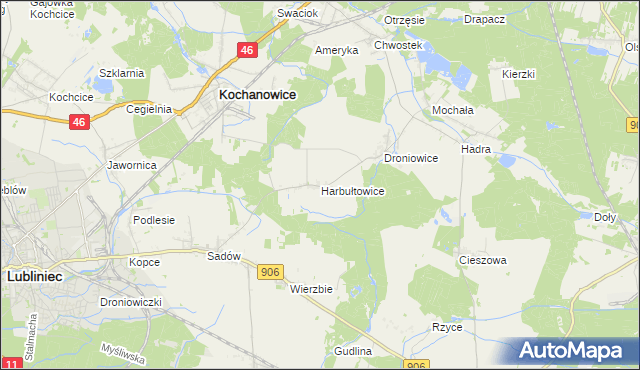 mapa Harbułtowice, Harbułtowice na mapie Targeo