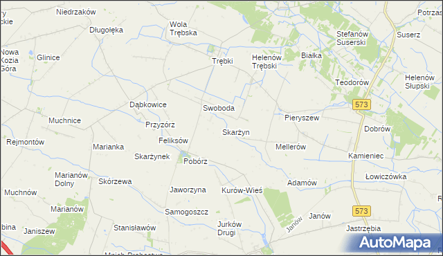 mapa Skarżyn gmina Oporów, Skarżyn gmina Oporów na mapie Targeo