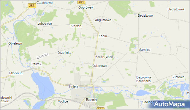 mapa Barcin-Wieś, Barcin-Wieś na mapie Targeo