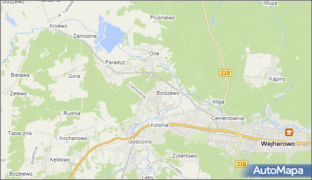 mapa Bolszewo, Bolszewo na mapie Targeo