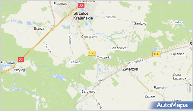 mapa Owczarki gmina Zwierzyn, Owczarki gmina Zwierzyn na mapie Targeo