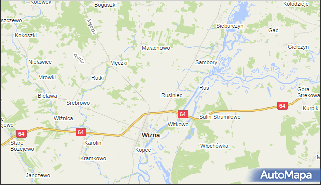 mapa Rusiniec, Rusiniec na mapie Targeo