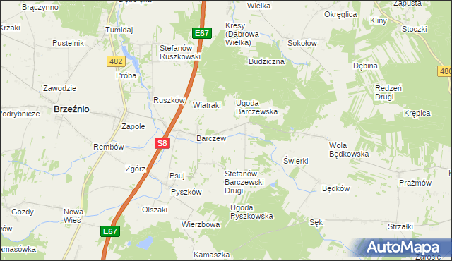 mapa Stefanów Barczewski Pierwszy, Stefanów Barczewski Pierwszy na mapie Targeo