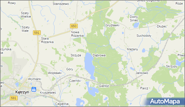 mapa Dąbrowa gmina Kętrzyn, Dąbrowa gmina Kętrzyn na mapie Targeo