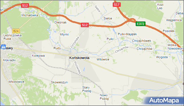 mapa Opoka gmina Końskowola, Opoka gmina Końskowola na mapie Targeo
