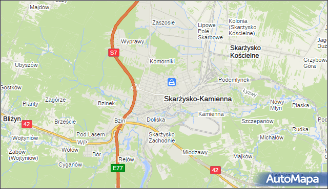 mapa Skarżysko-Kamienna, Skarżysko-Kamienna na mapie Targeo