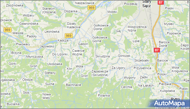 mapa Skrudzina, Skrudzina na mapie Targeo