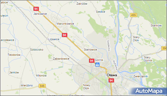 mapa Stanowice gmina Oława, Stanowice gmina Oława na mapie Targeo