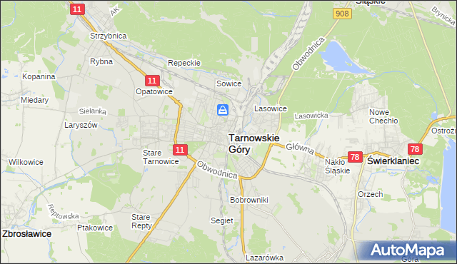 mapa Tarnowskie Góry, Tarnowskie Góry na mapie Targeo