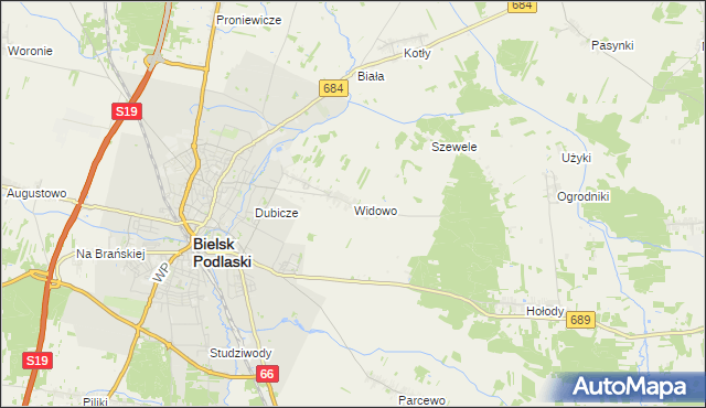 mapa Widowo, Widowo na mapie Targeo