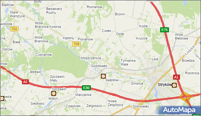 mapa Anielin Swędowski, Anielin Swędowski na mapie Targeo