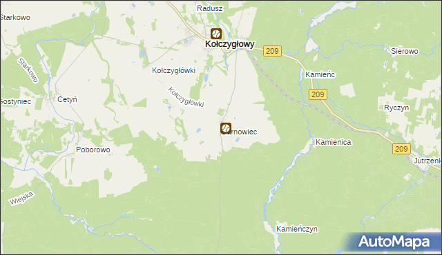 mapa Barnowiec gmina Kołczygłowy, Barnowiec gmina Kołczygłowy na mapie Targeo