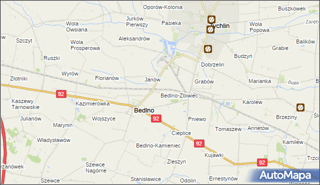 mapa Bedlno-Żbiwiec, Bedlno-Żbiwiec na mapie Targeo