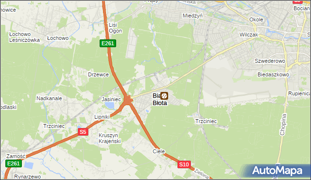 mapa Białe Błota powiat bydgoski, Białe Błota powiat bydgoski na mapie Targeo