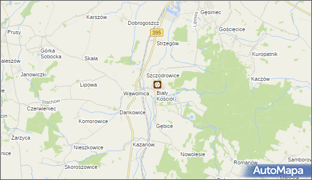 mapa Biały Kościół gmina Strzelin, Biały Kościół gmina Strzelin na mapie Targeo