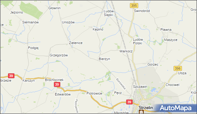 mapa Bierzyn gmina Strzelin, Bierzyn gmina Strzelin na mapie Targeo