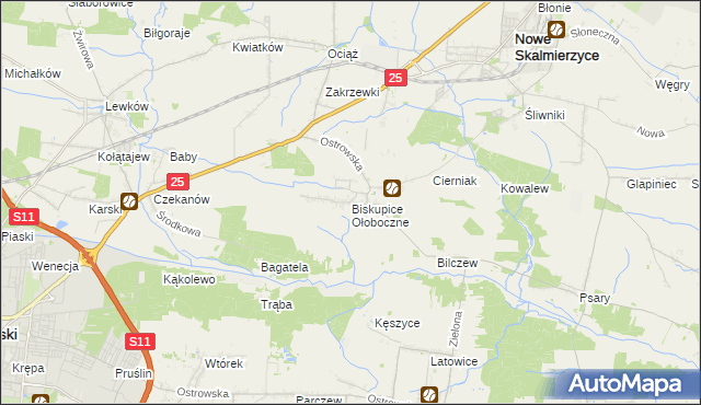 mapa Biskupice Ołoboczne, Biskupice Ołoboczne na mapie Targeo