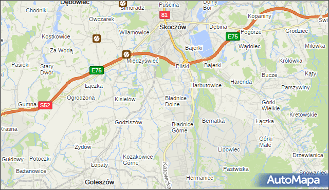 mapa Bładnice Dolne, Bładnice Dolne na mapie Targeo