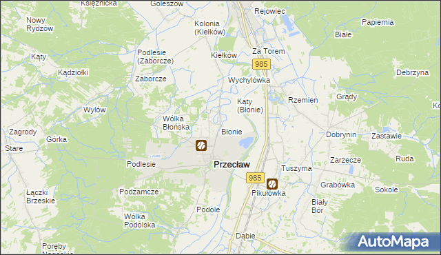 mapa Błonie gmina Przecław, Błonie gmina Przecław na mapie Targeo