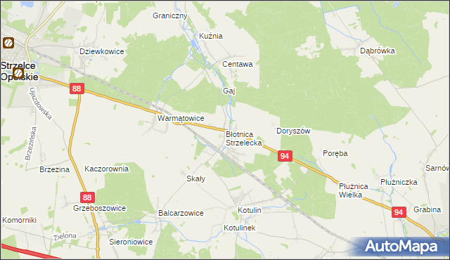 mapa Błotnica Strzelecka, Błotnica Strzelecka na mapie Targeo